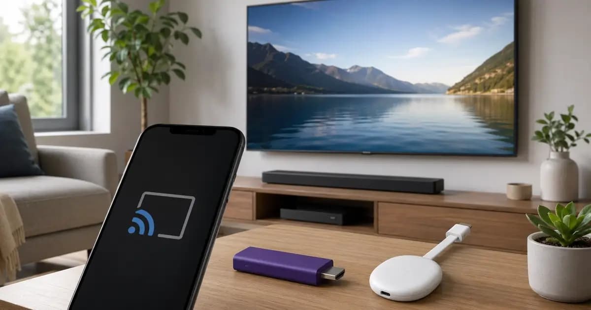 Phone casting to a smart TV with Roku and Chromecast-style streaming devices