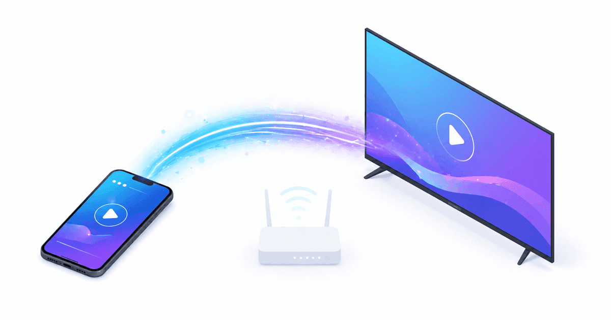 Diagram showing a smartphone streaming a video to a Smart TV over Wi-Fi via DLNA, with a router between them